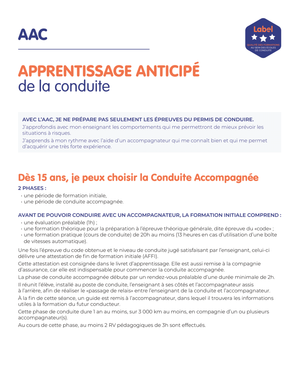 Conduite Accompagnée (AAC) Et Conduite Supervisée ⋆ Auto Ecole La ...